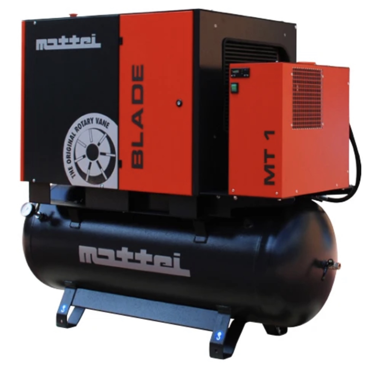 Mattei 10HP Rotary Vane Air Compressor w/ Integrated Air Dryer - 80/120 Gallon (BLADE 7 TM-SE)
